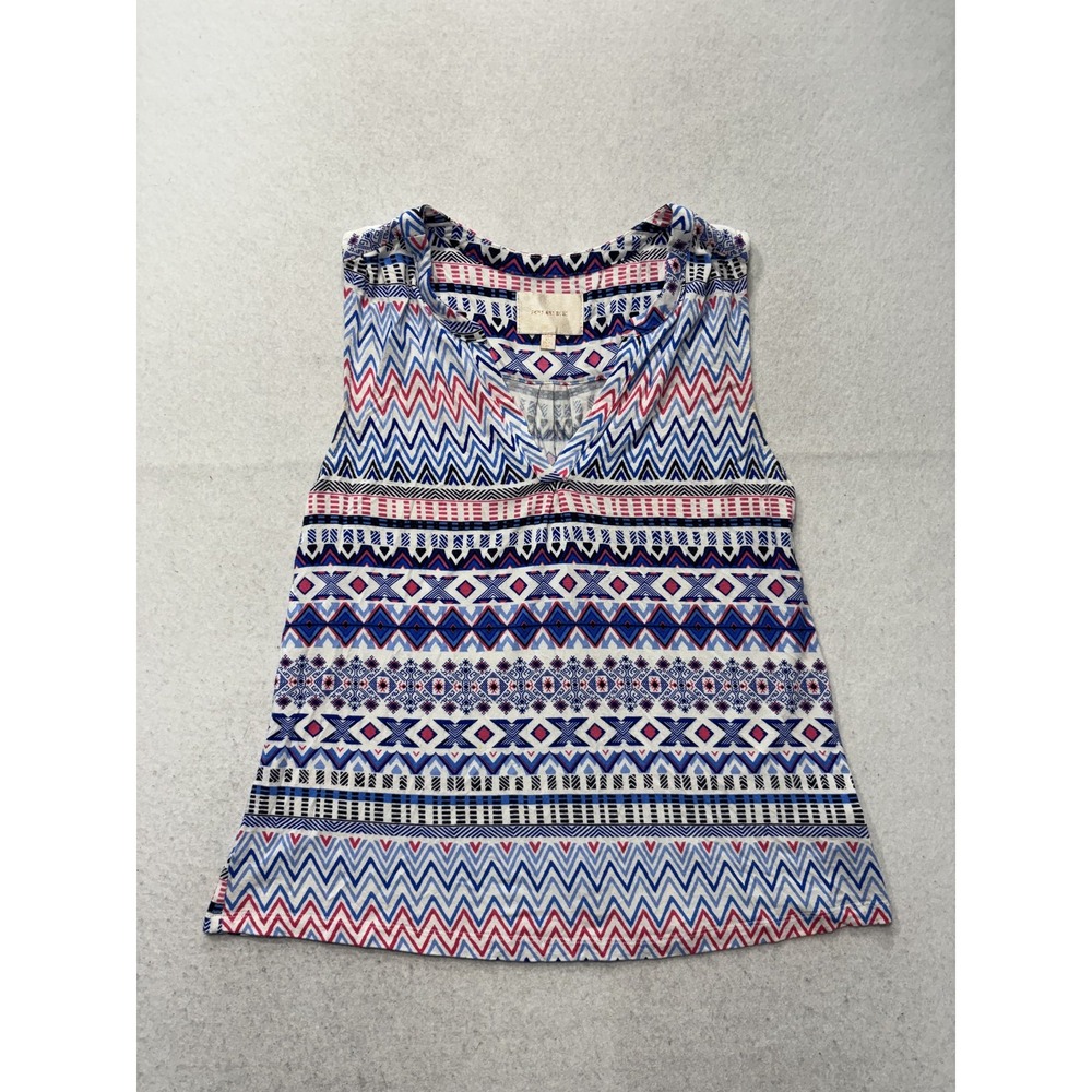 Skies Are Blue Tank Top Womens S Multicolour V Neck Geometric Summer 33825